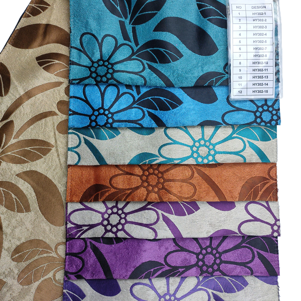Classic Floral Design Polyester Two Two Color Jacquard Blackout Curtain Tissu 